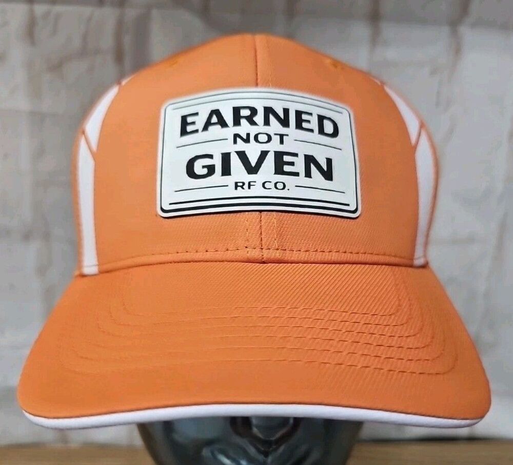 Earned not Given RF Co. Snapback Hat Cap Orange / White (Patch)